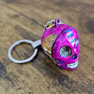 hand-painted Mexican sugar skull keychain traditional collectible Cabo San Lucas